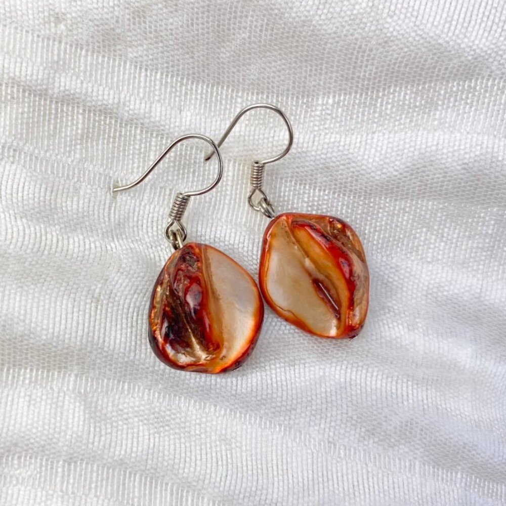 ❄️ Cute Light Orange Plastic-Shell Look Pendant Earrings
